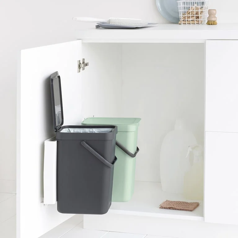 Waste Bin Separation Basket Brabantia Sort&Go 2x12L, Dark Grey & Jade Green