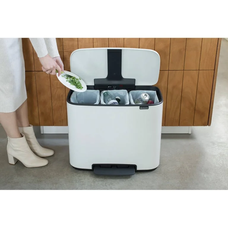 Brabantia Bo Pedal Bin, 3 x 11L, White