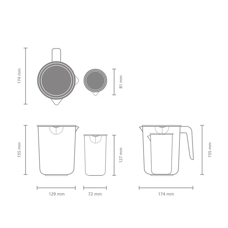 Measuring Jug Set Brabantia Tasty+ Dark Grey, 2 pcs