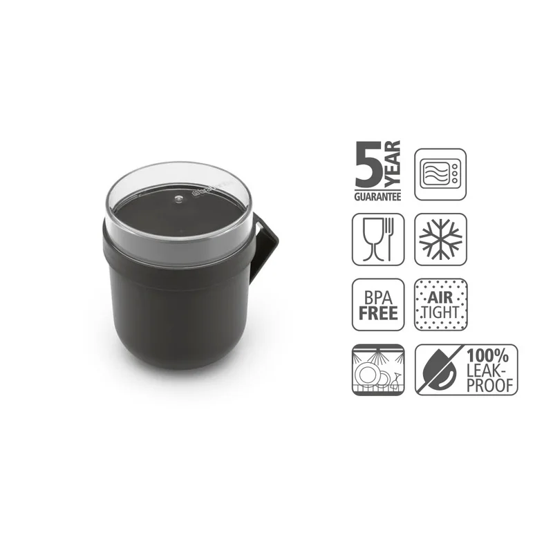 Чаша с капак Brabantia Make&Take 600ml, Dark Grey