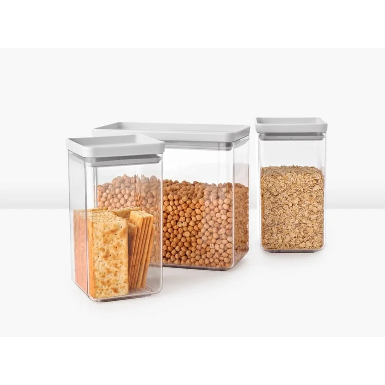 Кутии за съхранение на продукти комплект Brabantia Tasty+ Stackable 2x1.6L+1x3.5L Light Grey