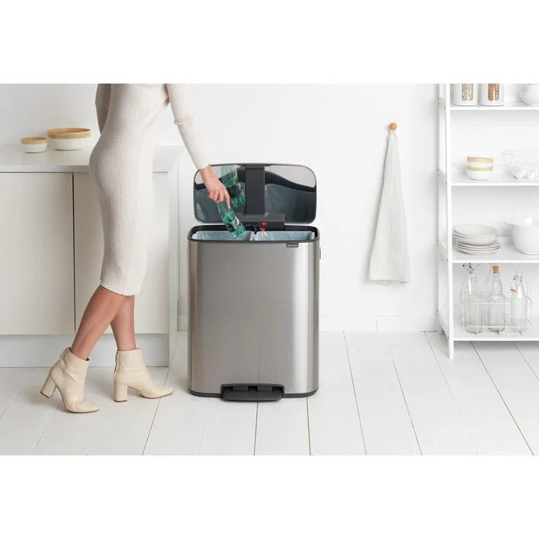 Waste Bin Brabantia Bo Pedal 2x30L, Matt Steel Fingerprint Proof