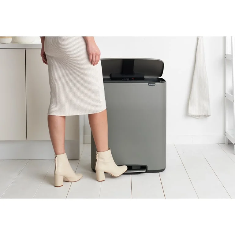 Waste Bin Brabantia Bo Pedal 2x30L, Mineral Concrete Grey