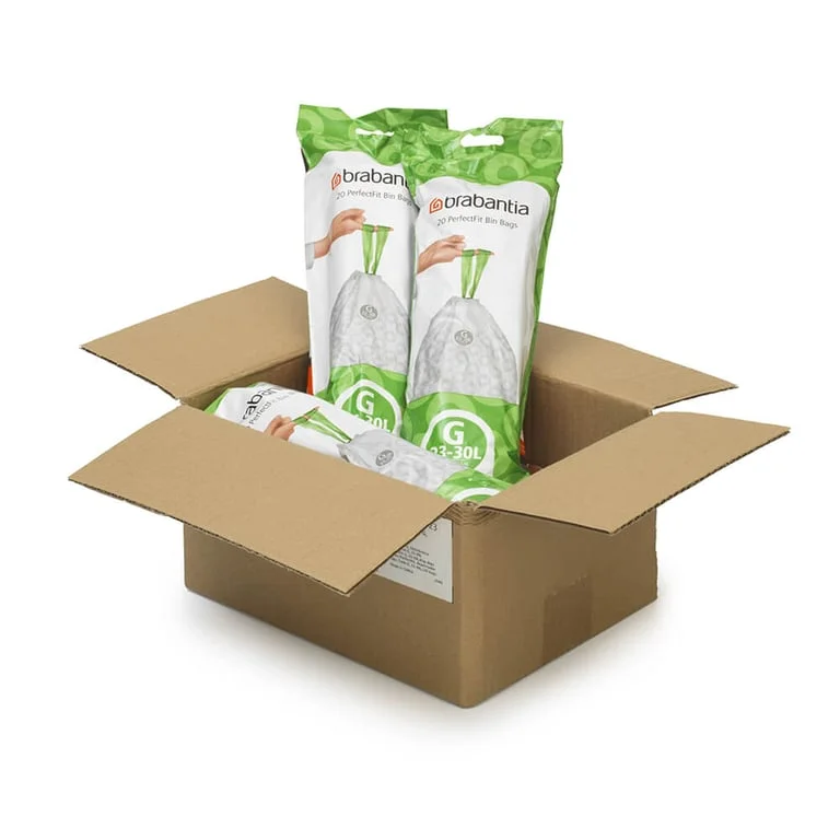 PerfectFit Bags Brabantia Size G, 23-30L, 120 pcs, White, Multipack