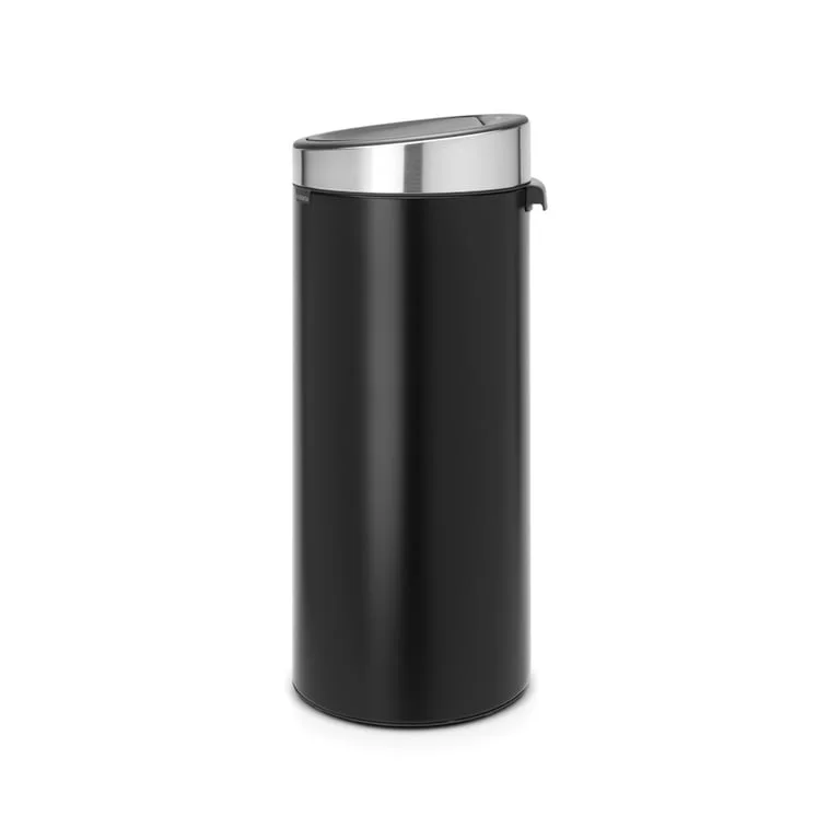 Кош за смет Brabantia Touch Bin New 30L, Matt Black, капак металик
