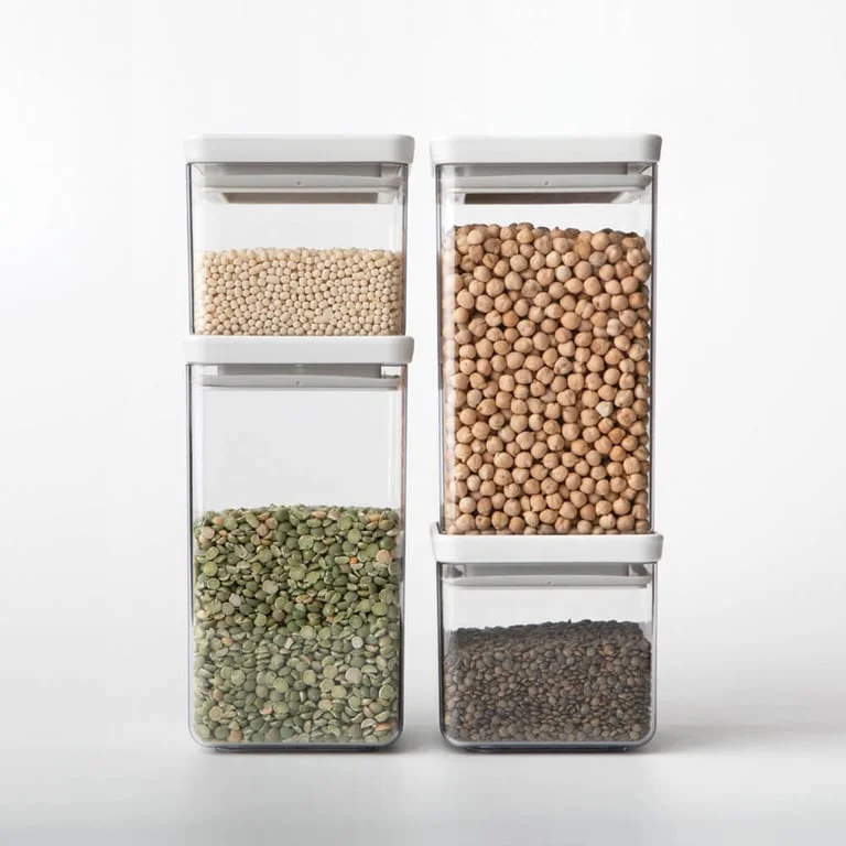 Stackable Square Canister Brabantia 0.7L Tasty+, Light Grey Lid