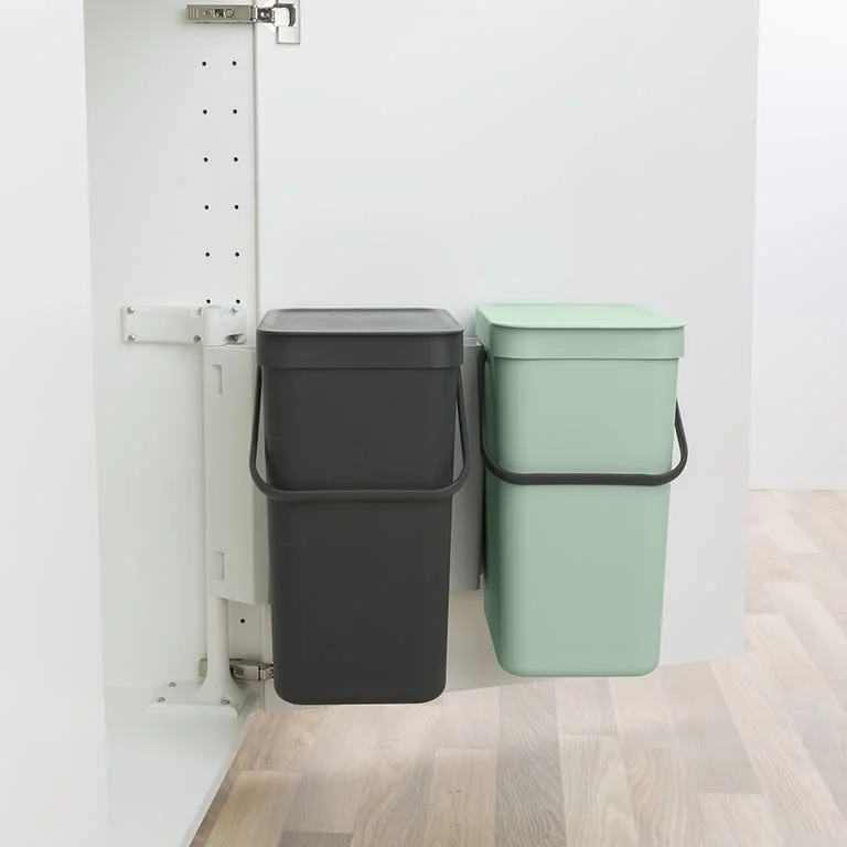 Waste Bin Separation Basket Brabantia Sort&Go 2x12L, Dark Grey & Jade Green