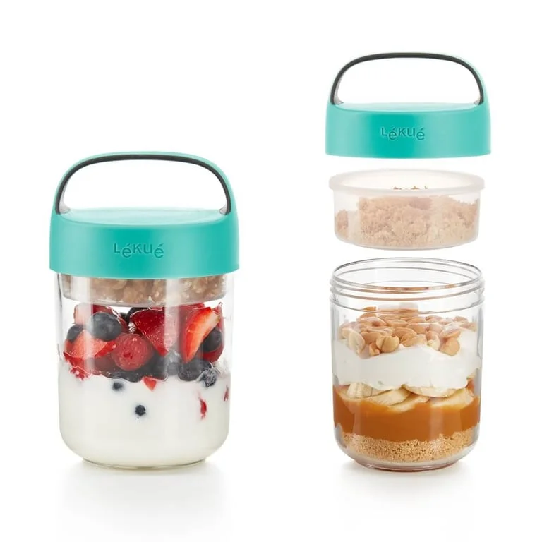 Jar Lekue On The Go Turquoise 400ml