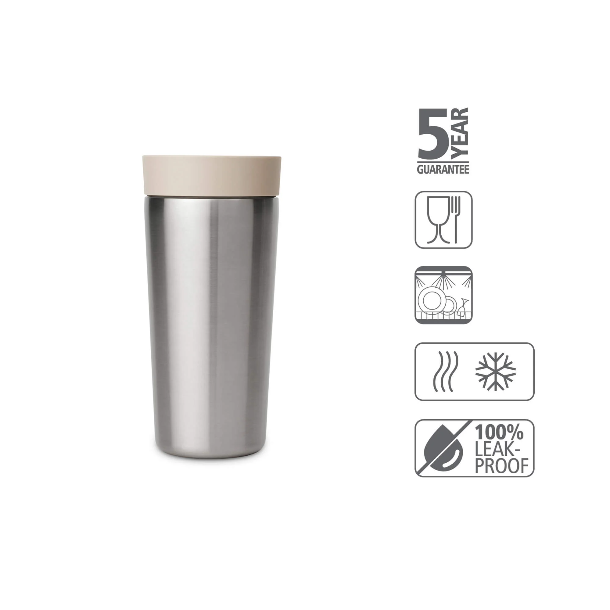 Insulated Cup Brabantia Make & Take 0.36L, Soft Beige, Medium