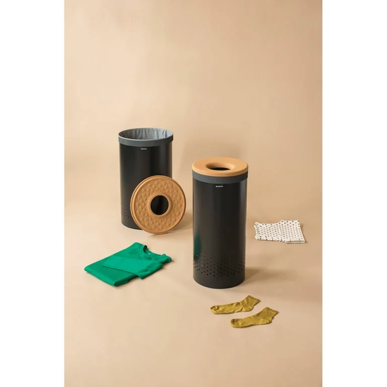 Кош за пране Brabantia 35L, Matt Black, корков капак