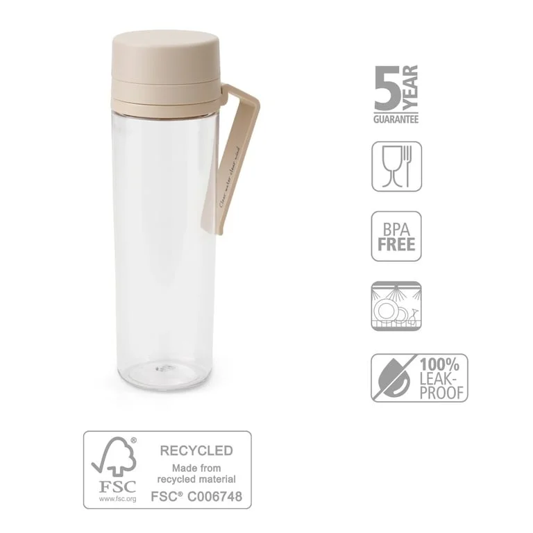 Water Bottle Brabantia Make&Take Soft Beige 500ml, with Strainer