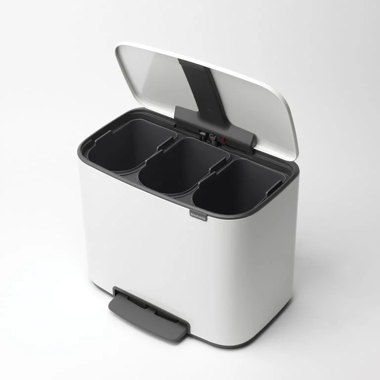Brabantia Bo Pedal Bin, 3 x 11L, White