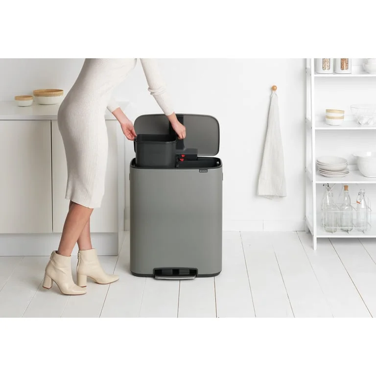 Waste Bin Brabantia Bo Pedal 2x30L, Mineral Concrete Grey