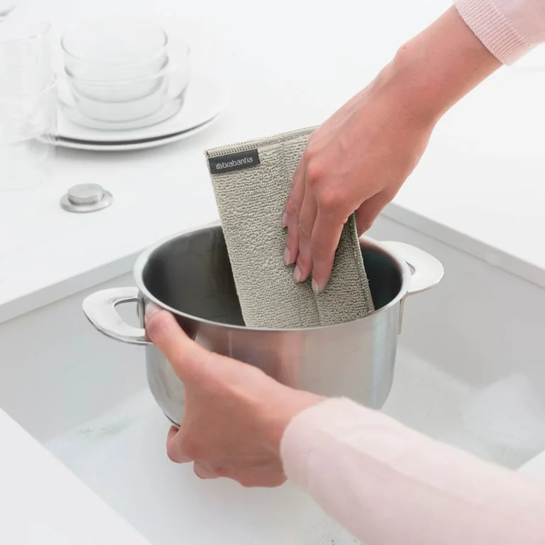 Microfibe Dish Cloths Brabantia Dark Grey/Soft Beige/Jade Green, 3 Pcs