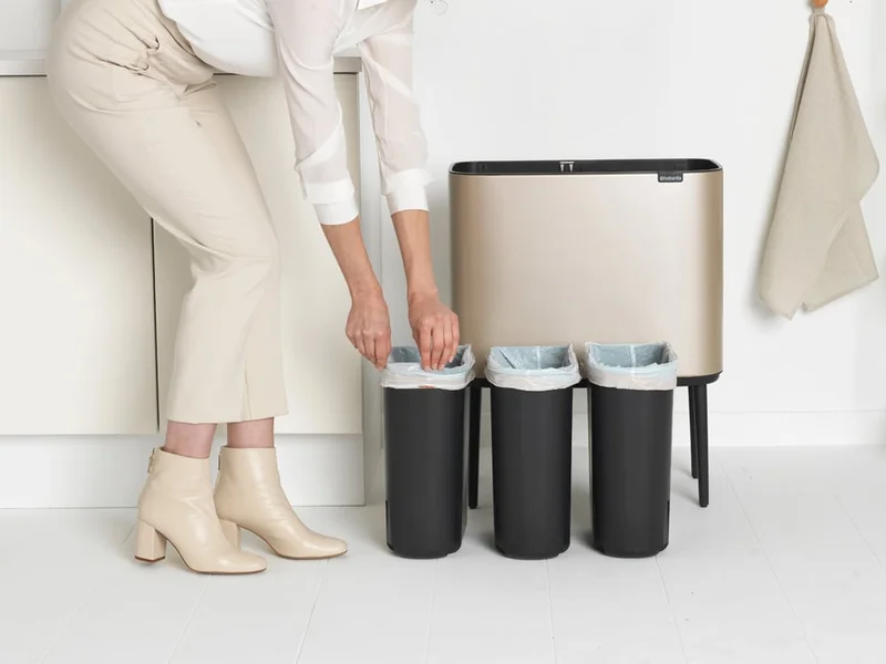 Waste Bin Brabantia Bo Touch 3x11L, Metallic Gold