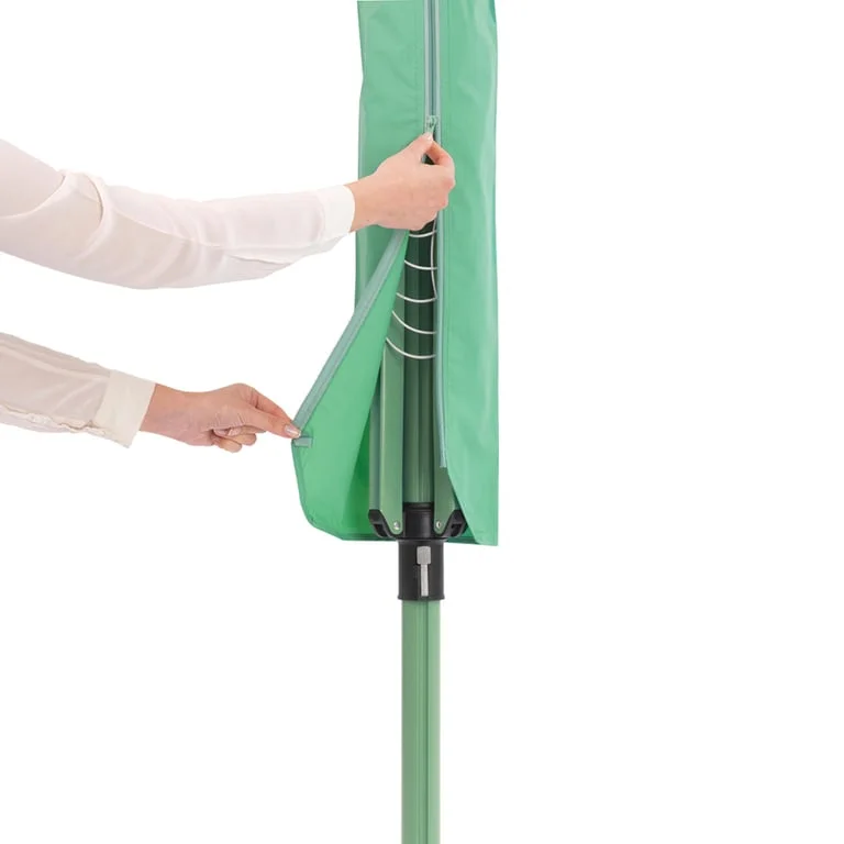 Външен простор Brabantia Lift-O-Matic 50m, метален шиш за вкопаване, калъф, торба с щипки, Leaf Green