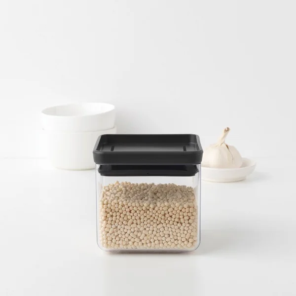 Stackable Square Canister Brabantia 0.7L Tasty+, Dark Grey Lid