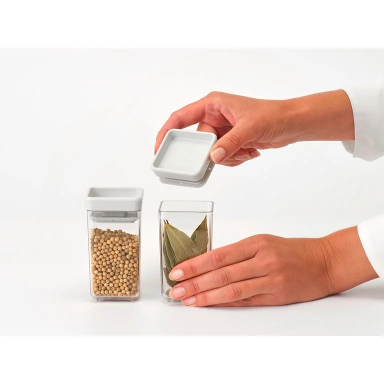 Set of Stackable Canisters Brabantia Tasty+ Stackable 2x0.15L, Light Grey, 2 Pcs
