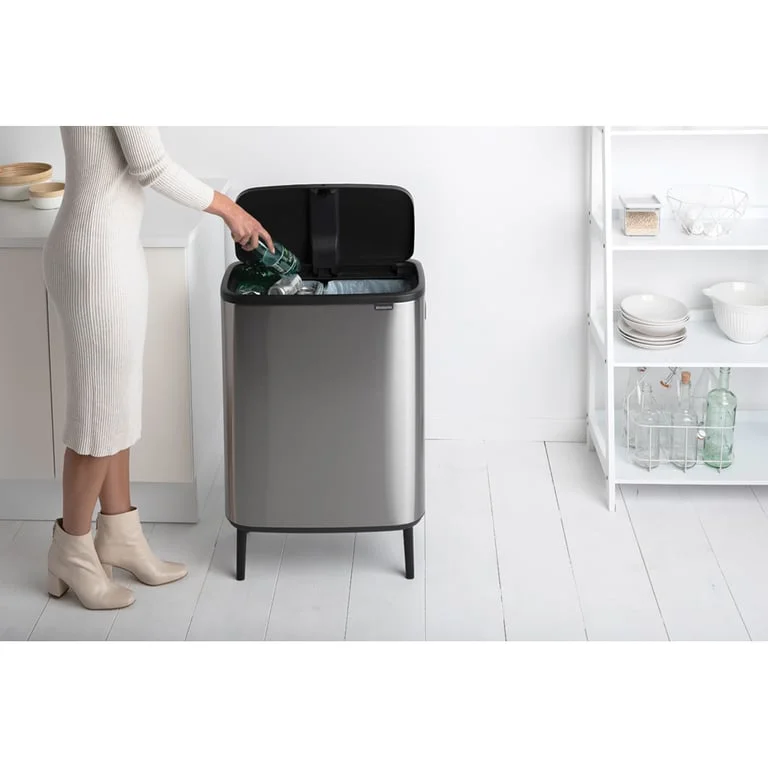Bo Touch Bin Hi Brabantia, 2 x 30 litre, Plastic Buckets Matt Steel Fingerprint Proof