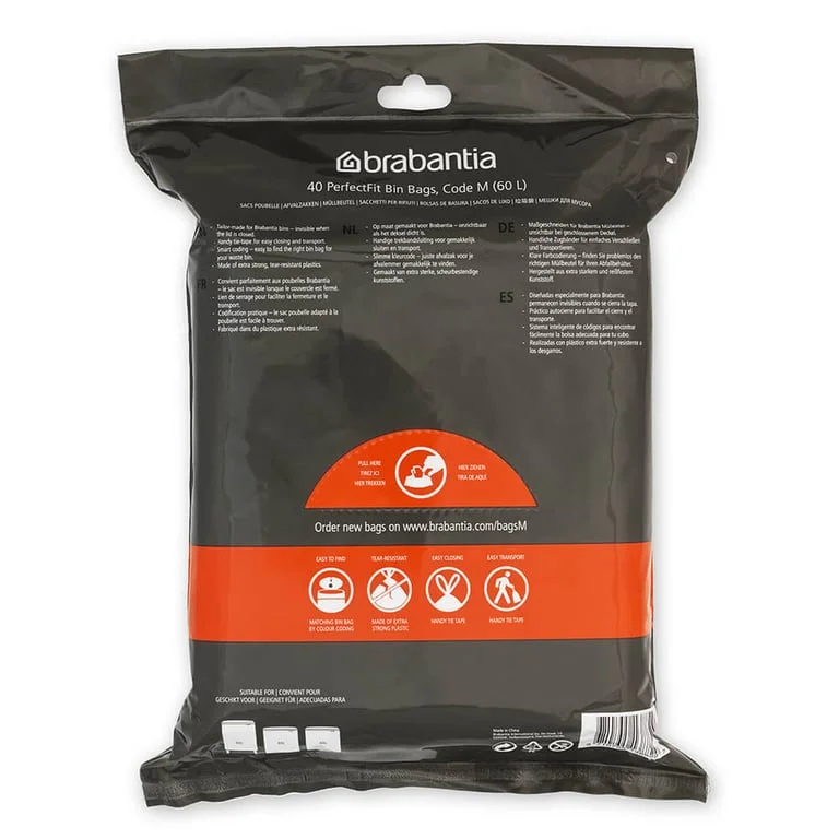 Waste Bin Bags Brabantia M, 60L, 40 pcs, White, Dispenser