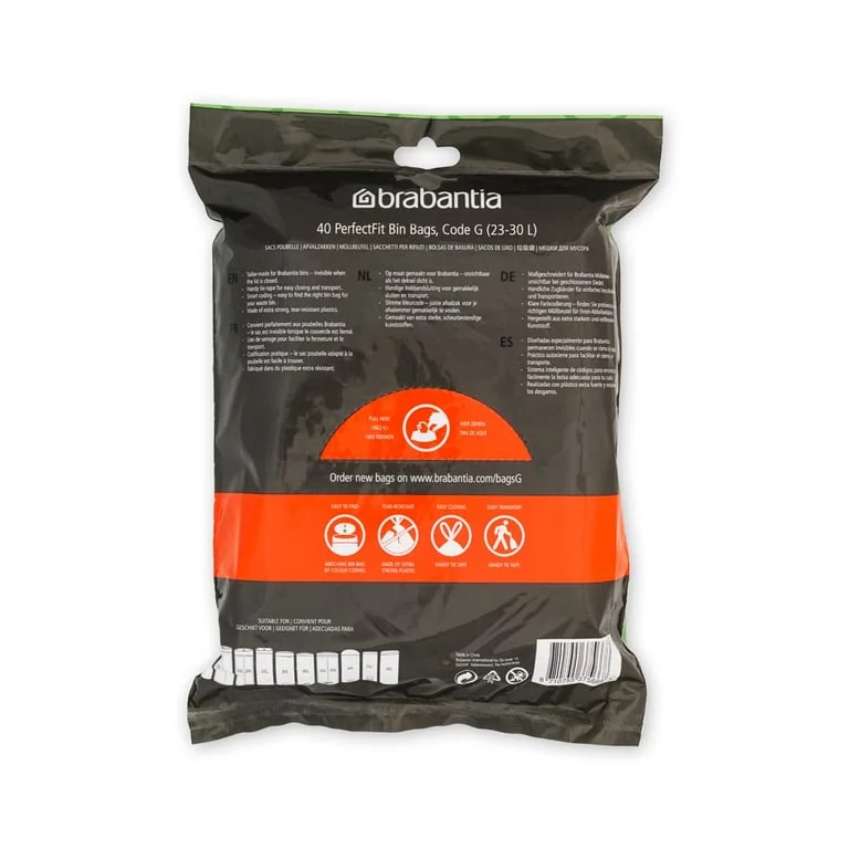 PerfectFit Bags Brabantia Size G, 23-30L, 40 pcs, White