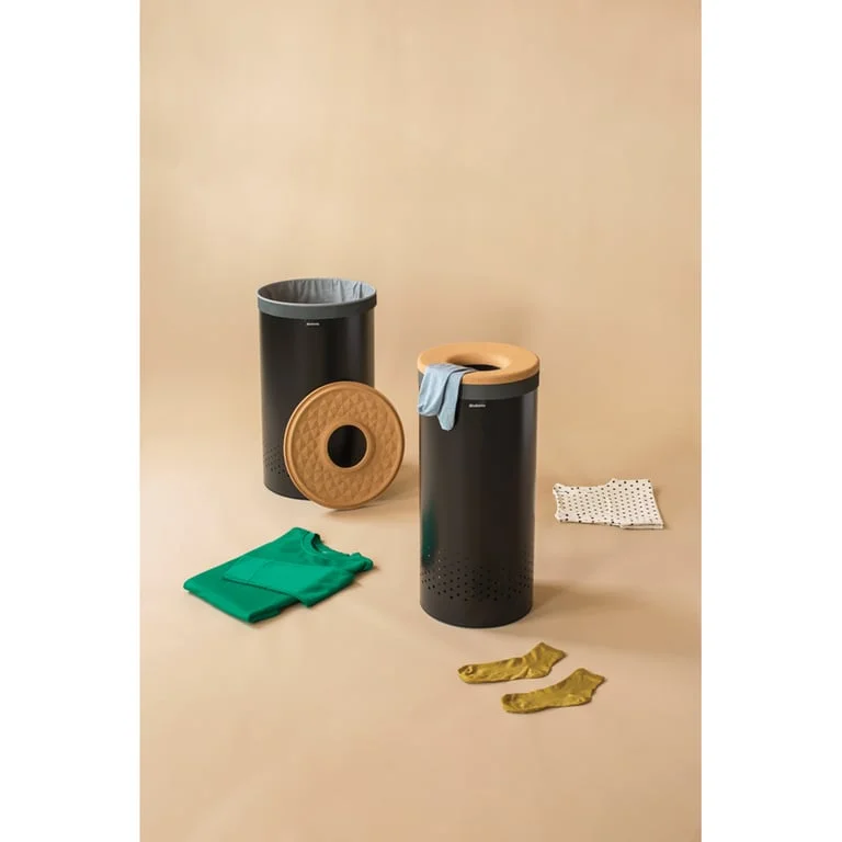 Кош за пране Brabantia 60L, Matt Black, корков капак