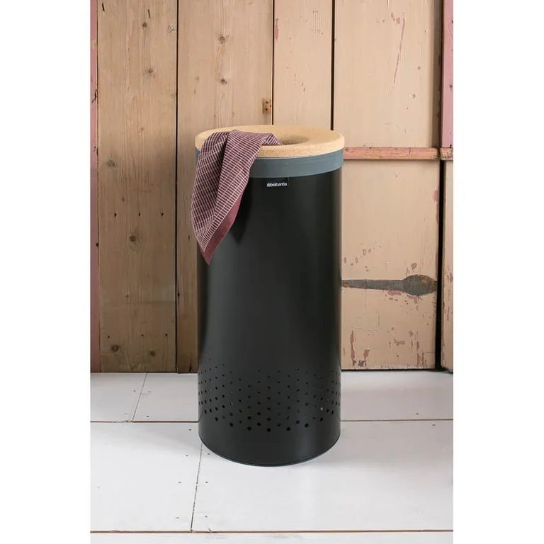 Кош за пране Brabantia 35L, Matt Black, корков капак