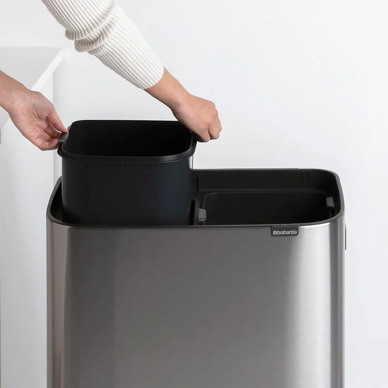 Bo Touch Bin Hi Brabantia, 2 x 30 litre, Plastic Buckets Matt Steel Fingerprint Proof