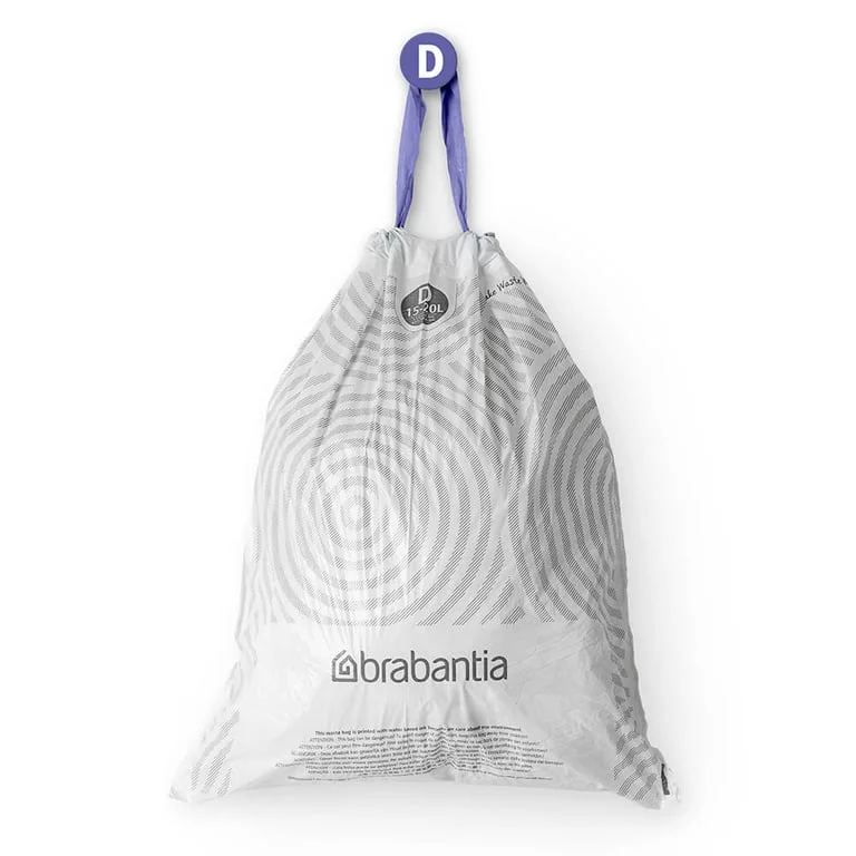 PerfectFit Bags Brabantia Size D, 15-20L, 40 pcs, White, Dispenser