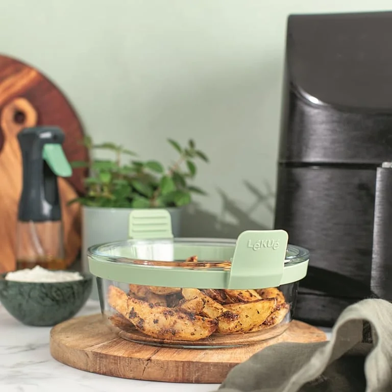 Air Fryer Round Glass Dish Lekue 20.5x19.5xH10cm, Transparent