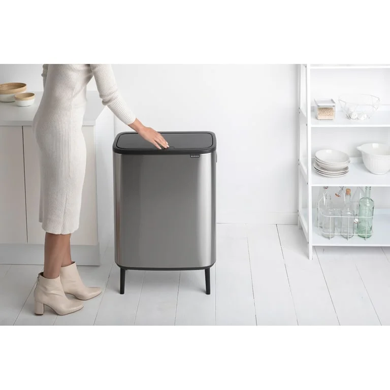 Bo Touch Bin Hi Brabantia, 2 x 30 litre, Plastic Buckets Matt Steel Fingerprint Proof
