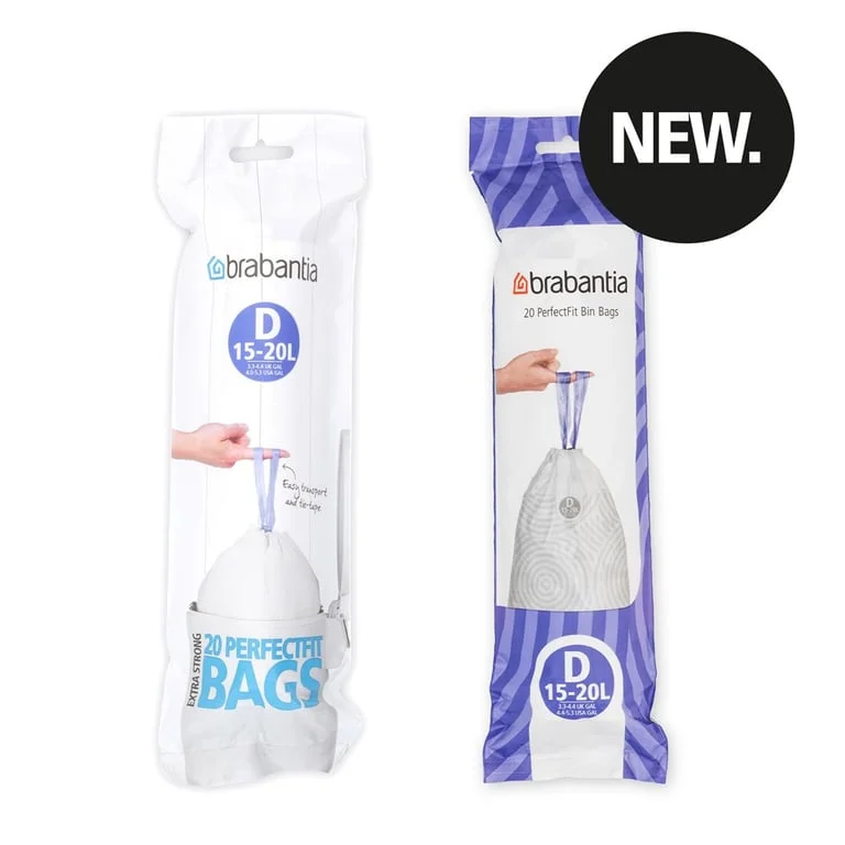 PerfectFit Bags Brabantia Size D, 15-20L, 20 pcs, White