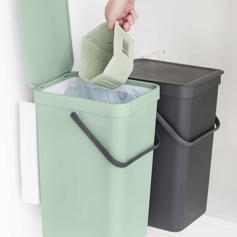 Waste Bin Separation Basket Brabantia Sort&Go 2x16L, Dark Grey & Jade Green