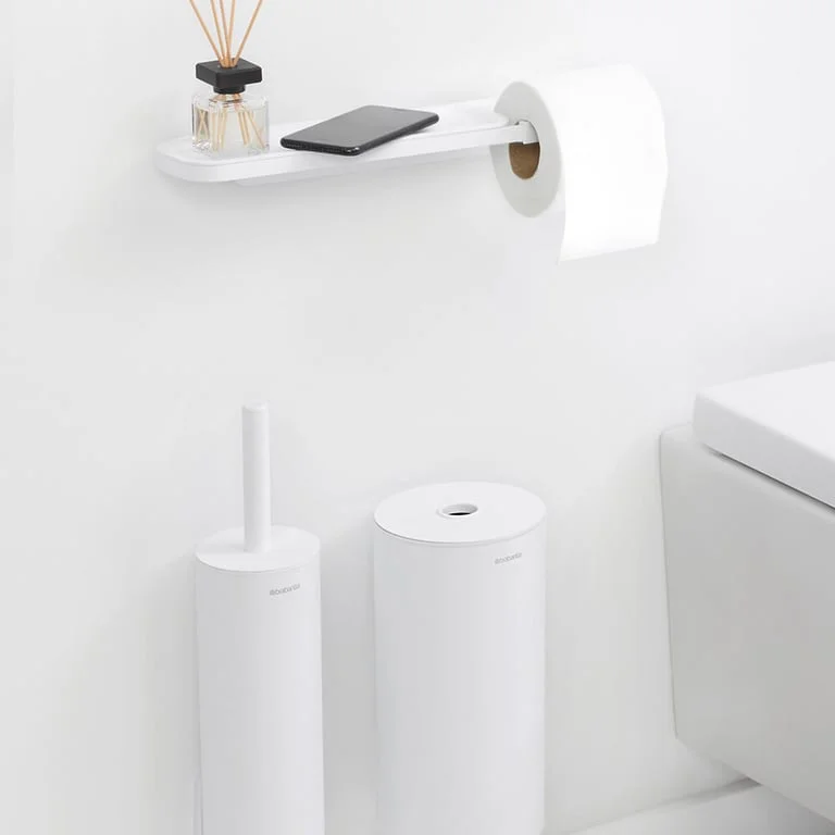 Toilet Roll Holder with Shelf Brabantia MindSet Mineral Fresh White