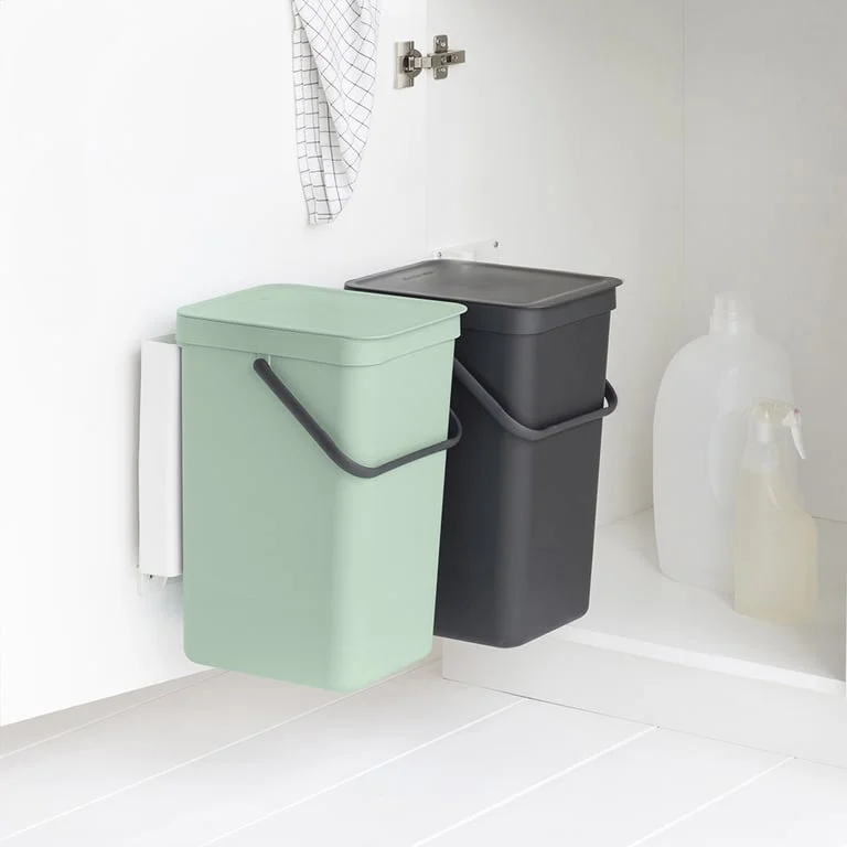 Waste Bin Separation Basket Brabantia Sort&Go 2x16L, Dark Grey & Jade Green