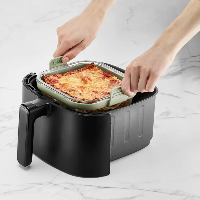 Air Fryer Square Glass Dish Lekue 18.5x17.5xH9.5cm, Transparent