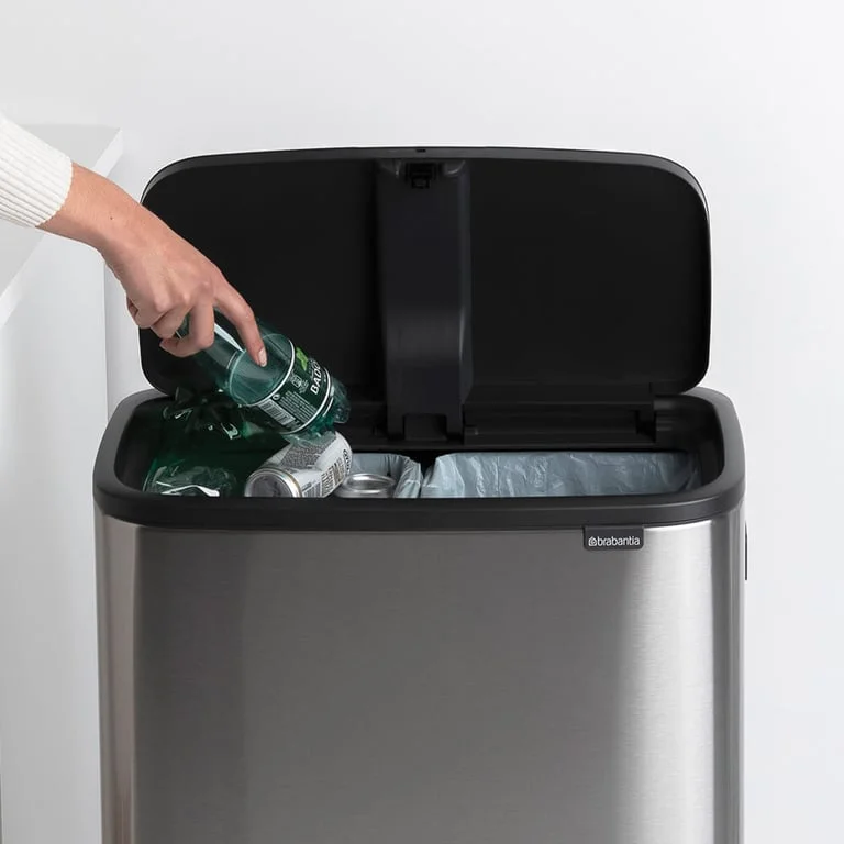 Bo Touch Bin Hi Brabantia, 2 x 30 litre, Plastic Buckets Matt Steel Fingerprint Proof