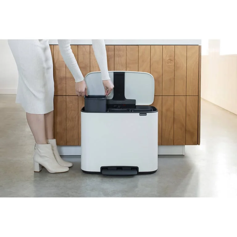 Brabantia Bo Pedal Bin, 3 x 11L, White