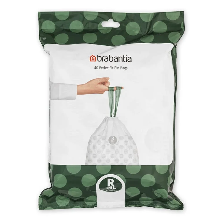 PerfectFit Bags Brabantia Size R, 36L, 40 pcs, White, Dispenser