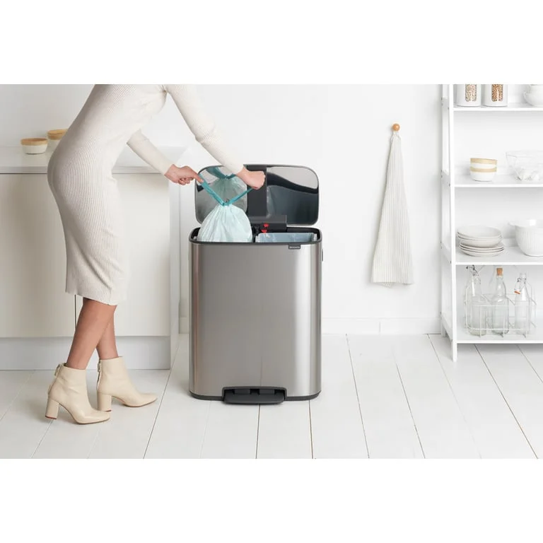 Waste Bin Brabantia Bo Pedal 2x30L, Matt Steel Fingerprint Proof
