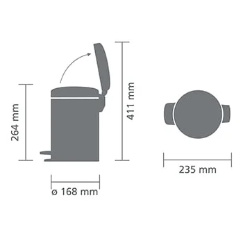 Waste Bin NewIcon Brabantia 3L, Platinum