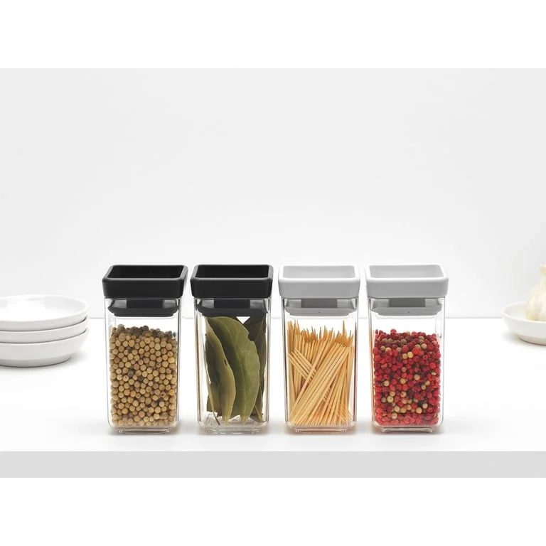 Set of Stackable Canisters Brabantia Tasty+ Stackable 2x0.15L, Light Grey, 2 Pcs