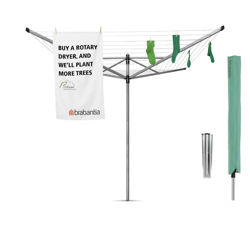 Външен простор Brabantia Lift-O-Matic 60m, метален шиш за вкопаване, калъф