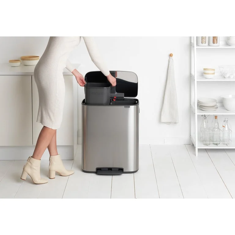 Waste Bin Brabantia Bo Pedal 2x30L, Matt Steel Fingerprint Proof