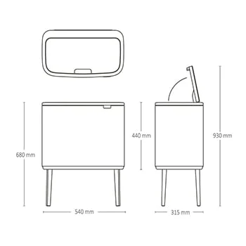 Кош за смет Brabantia Bo Touch 11+23L, Metallic Gold