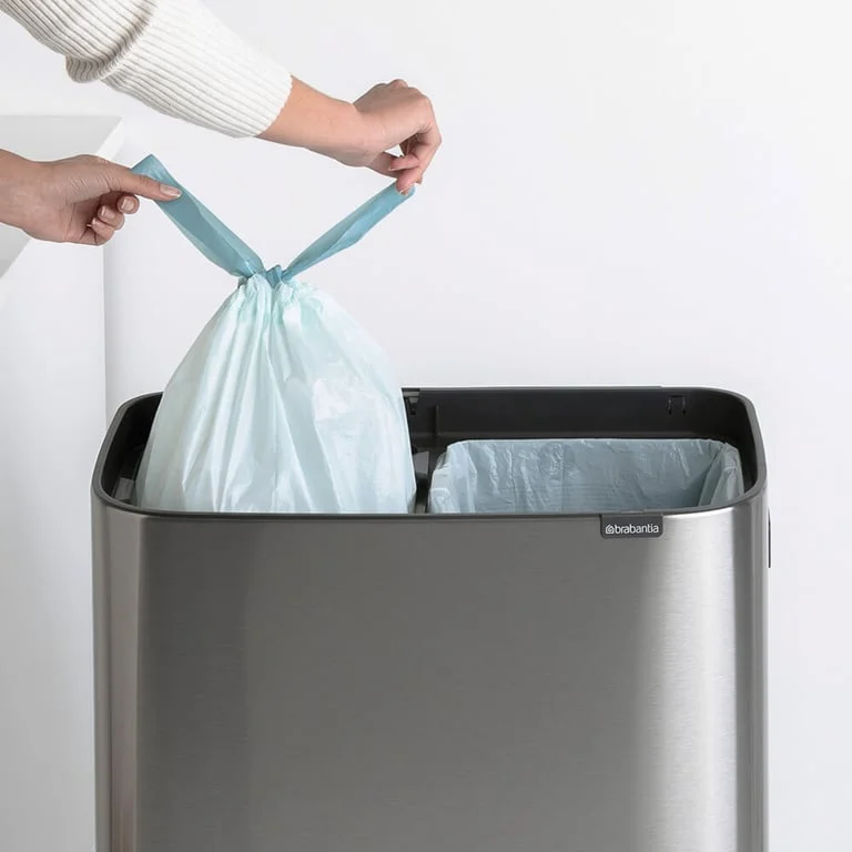 Bo Touch Bin Hi Brabantia, 2 x 30 litre, Plastic Buckets Matt Steel Fingerprint Proof