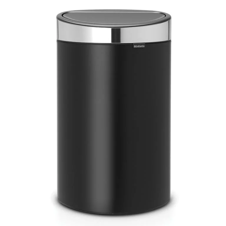 Touch Bin NewIcon Brabantia 40L Grey Lid, Matt Black Body