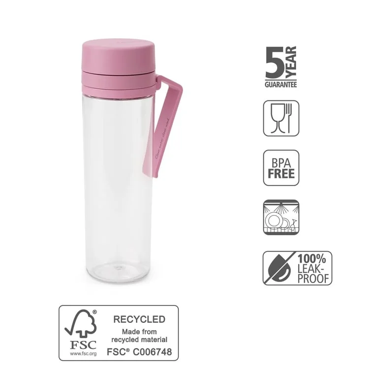 Water Bottle Brabantia Make&Take Lilac Pink 500ml, with Strainer