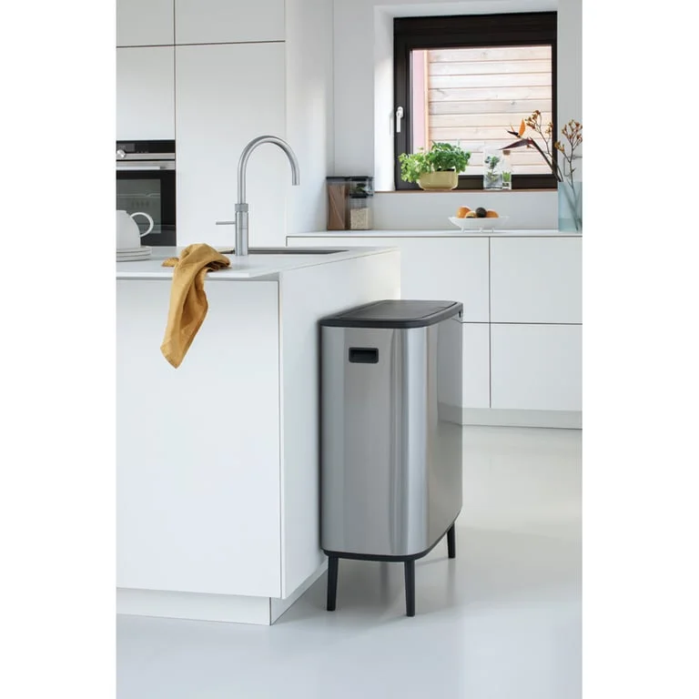 Bo Touch Bin Hi Brabantia, 2 x 30 litre, Plastic Buckets Matt Steel Fingerprint Proof