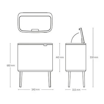 Waste Bin Brabantia Bo Touch 3x11L, Soft Beige